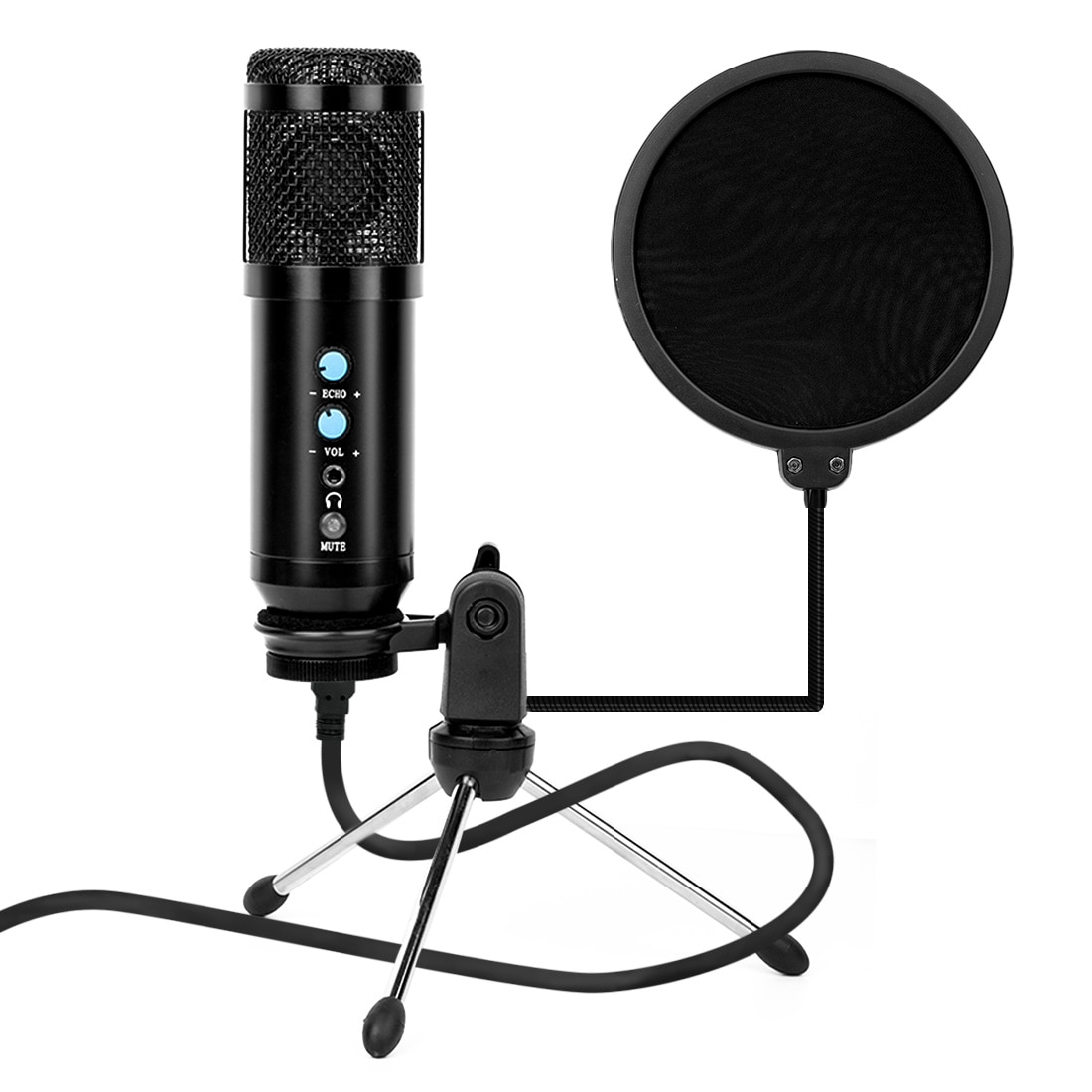 Metal USB Condenser Recording Microphone For Laptop MAC Windows Cardioid Studio Recording Vocals Voice Over With Shock Mount