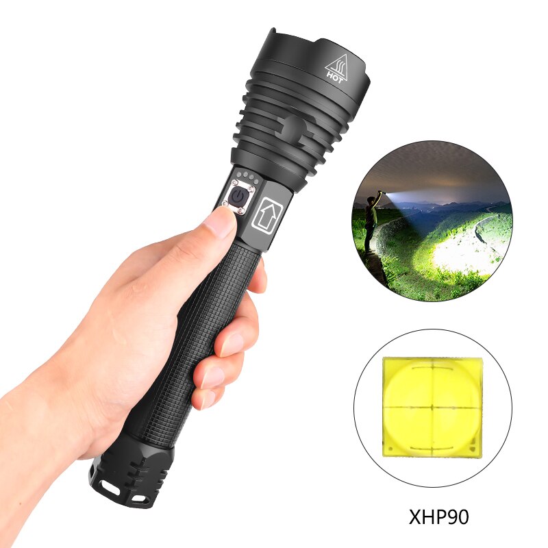 XANES 1909 XHP90 2500Lumens 3Modes USB Rechargeable Zoomable LED Flashlight Outdoor 18650/26650 Flashlight LED Torch Portable