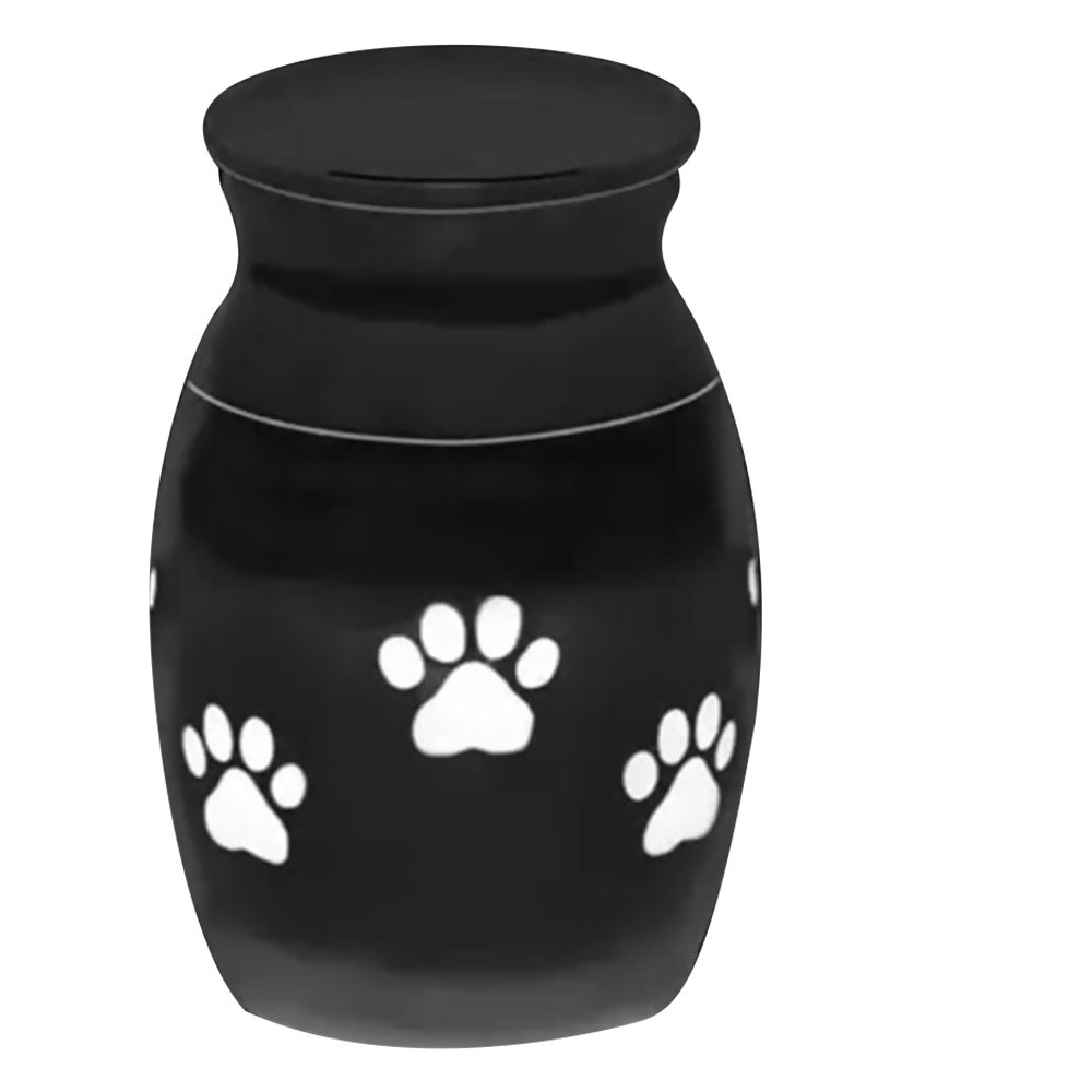 Pet Urn Small Cremation Urn for Pet Ashes Stainless Steel Memorial Urns for Dogs Cats Ashes Holder: Black