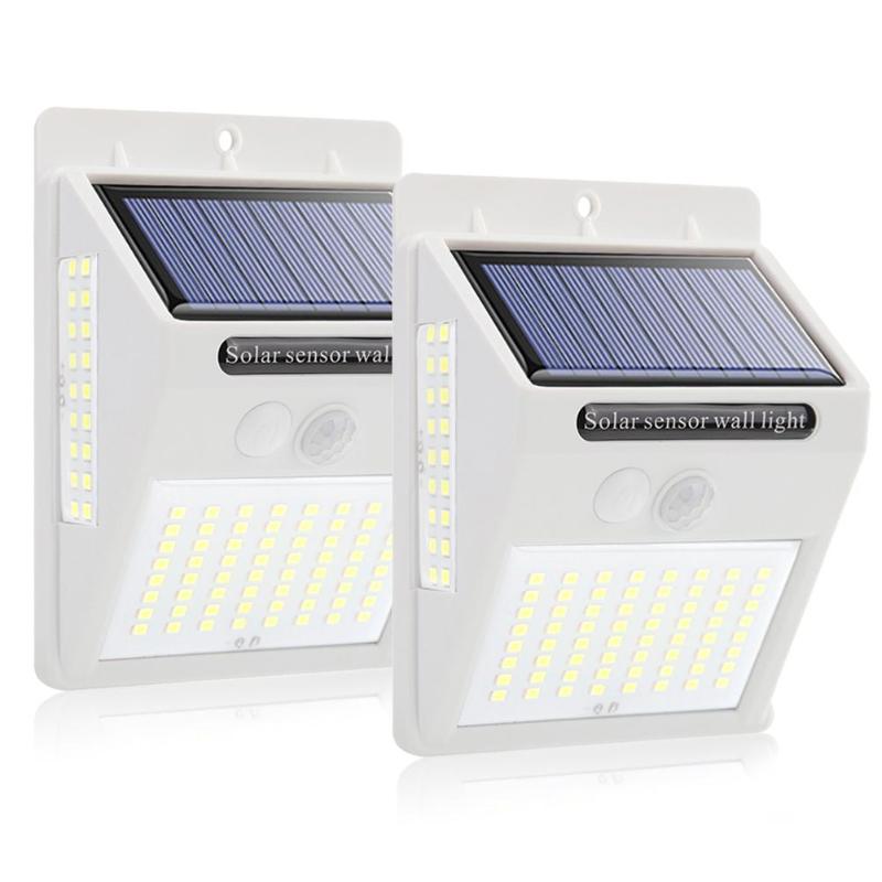 100 Led Solar Power Lamp Pir Motion Sensor Activated Solar Lamp Waterdichte Outdoor Tuin Veiligheid Wall Light: white 2pcs 100LED