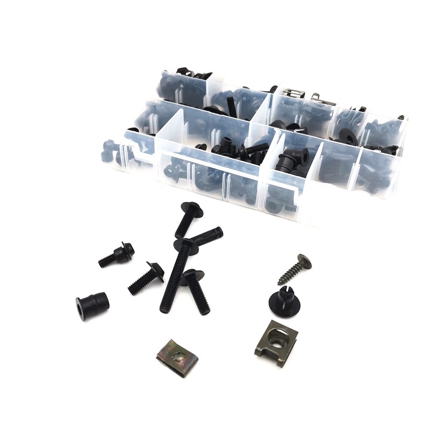 223 teile/schachtel Motorrad Windschild Verkleidung Schrauben Kit Schwarz Aluminium Verschluss Clips Schraube