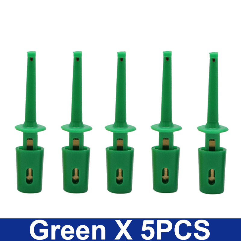 5PCS Mini Single Test Hook Clip Test Probe For Electronic Testing IC Grabber Large Round Crocodile Clip Hook Test Clip: green