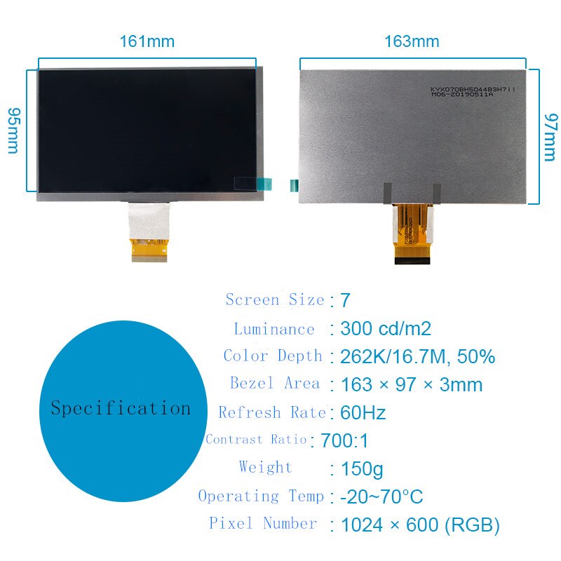 wide viewing angle 7-inch IPS LCD 50pin HD display with HDMI VGA AV driver board kit
