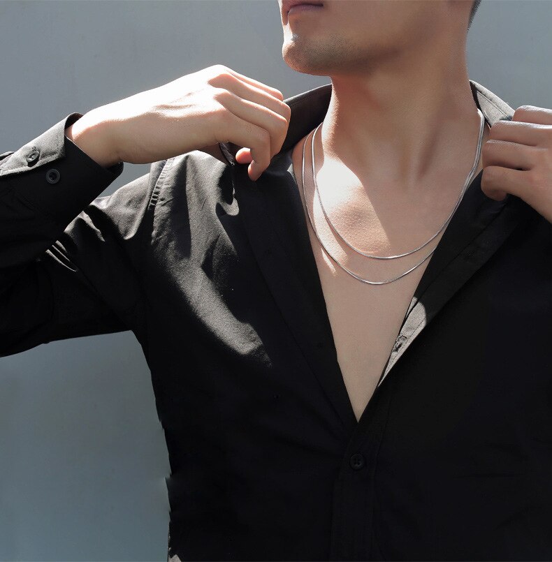 2MM 100% Echtem 925 Sterling Silber Farbe Halskette Kette Für Frauen Männer 45cm/50cm/60cm Schlange Knochen Schlüsselbein Kette Halskette