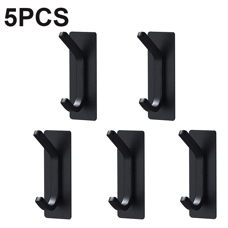 VILOYI Stainless Steel Towel Hooks Bathroom Self Adhesive Double Wall Coat Rack Hooks No Trace Behind The Door Robe Hanger: Light Grey