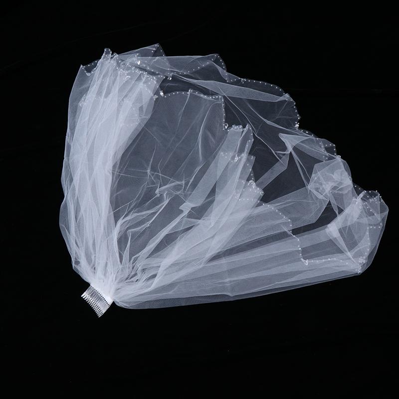 Bridal Veil Handmade Beaded Veil Bridal Headdress Handmade Facial Gauze Veil for Wedding Party