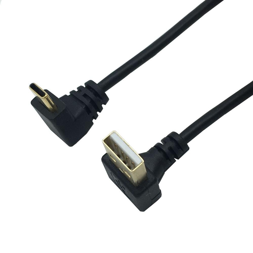 USB 2.0 A Male 90 Degrees Right Left Up Down angled Elbow to USB 3.1 Type C Elbow male Converter Data Sync Charging Cable: Down