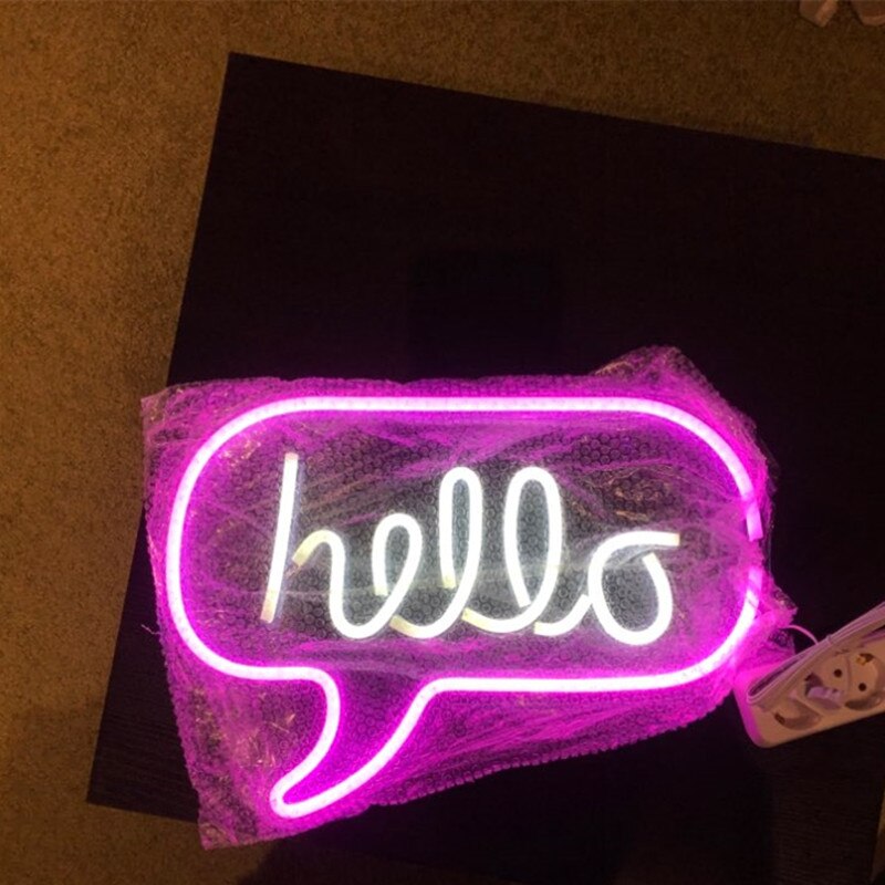 Hello Neon Muur Teken Opknoping Neon Licht Voor Zakelijke Winkel Winkel Reclame Decoratie Bar Lichten Art Wall Decor Neon Geel