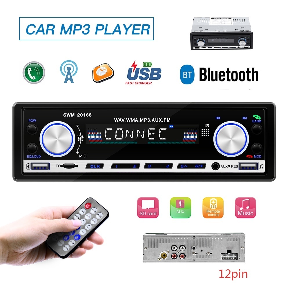 Car Radio Stereo Audio MP3 Player 12V In-dash Single 1 Din FM Receiver Aux Receiver USB Remote Control Autoradio: 20168