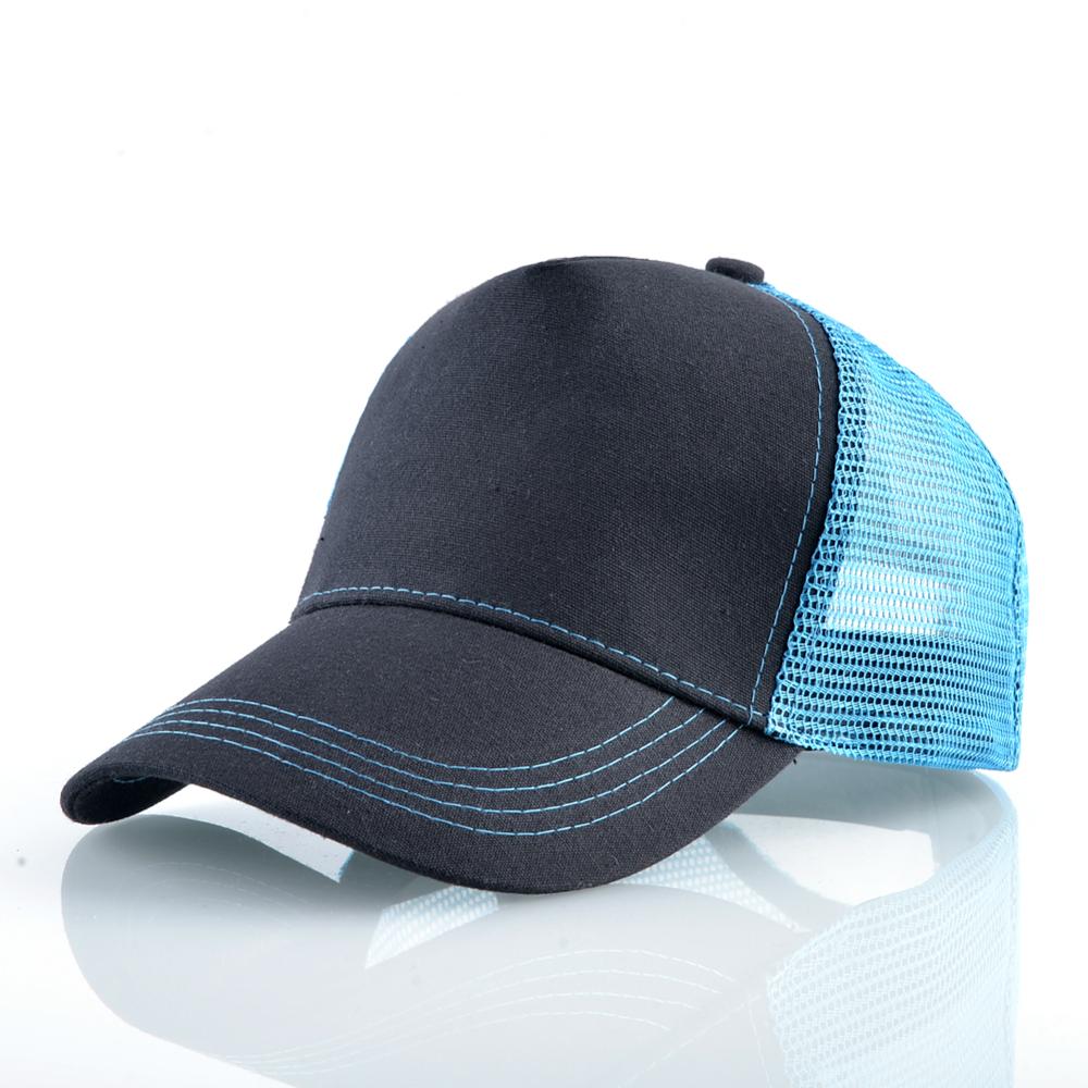 Ballena equipada gorra de béisbol Snapback de de verano sombrero de camionero gorra al aire libre de malla de gorros de Hip Hop para las mujeres Casual tapas: Solid color-Blue1