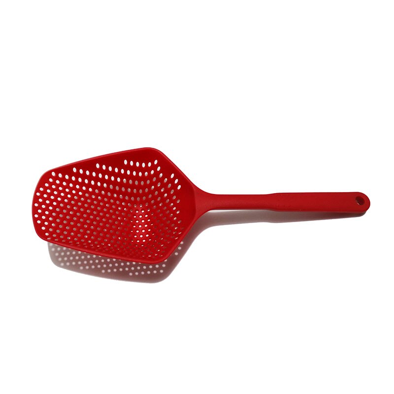 Unibird 34.5cm Long Handle Kitchen Shovel Plastic Pasta Scoop Strainer Colander for Spaghetti Noddle French Fries Colonder: Red
