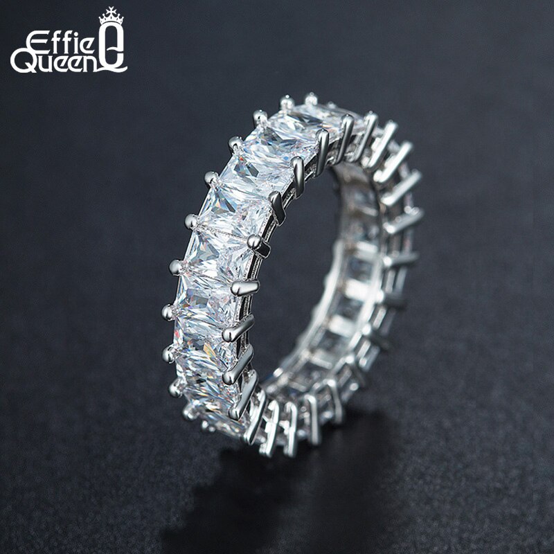 Effie Queen Rij Eeuwige Crystal Sieraden Wedding Ring Clear Mode Eternity Ringen Voor Vrouwen Sieraden DR146