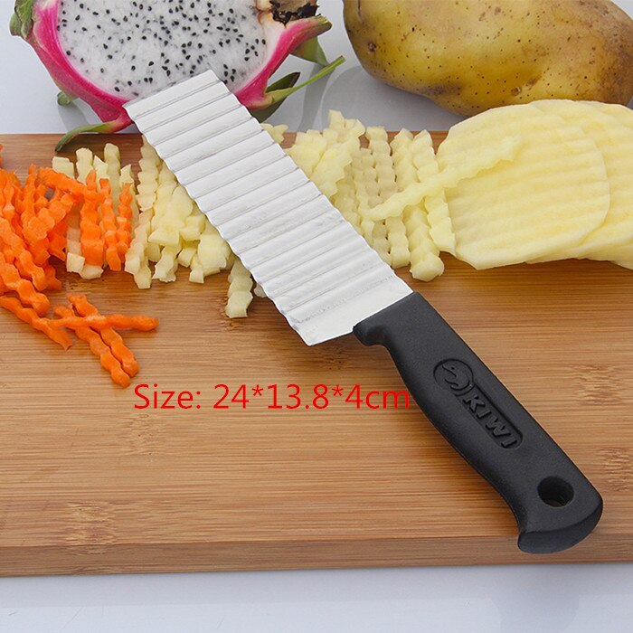 Stainless Steel Kitchen Gadgets Potato Chips Making Peeler Cutter Fruit Vegetable Knives Potato Wavy Cutter Kitchen Accessories: A