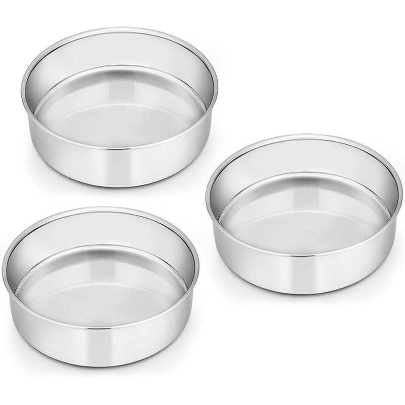 6 Inch Round Cake Tin for Baking,Stainless Steel Layer Cake Tins Pans Set of 3, Mini Cake Bakeware Set(Detachable Base): Default Title