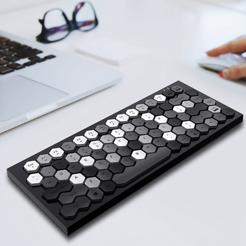 Mini Wireless Bluetooth Keyboard Ultra Slim 2.4GHz Bluetooth5.1 Keyboard 83 Keys Colorful Keypad for Laptop