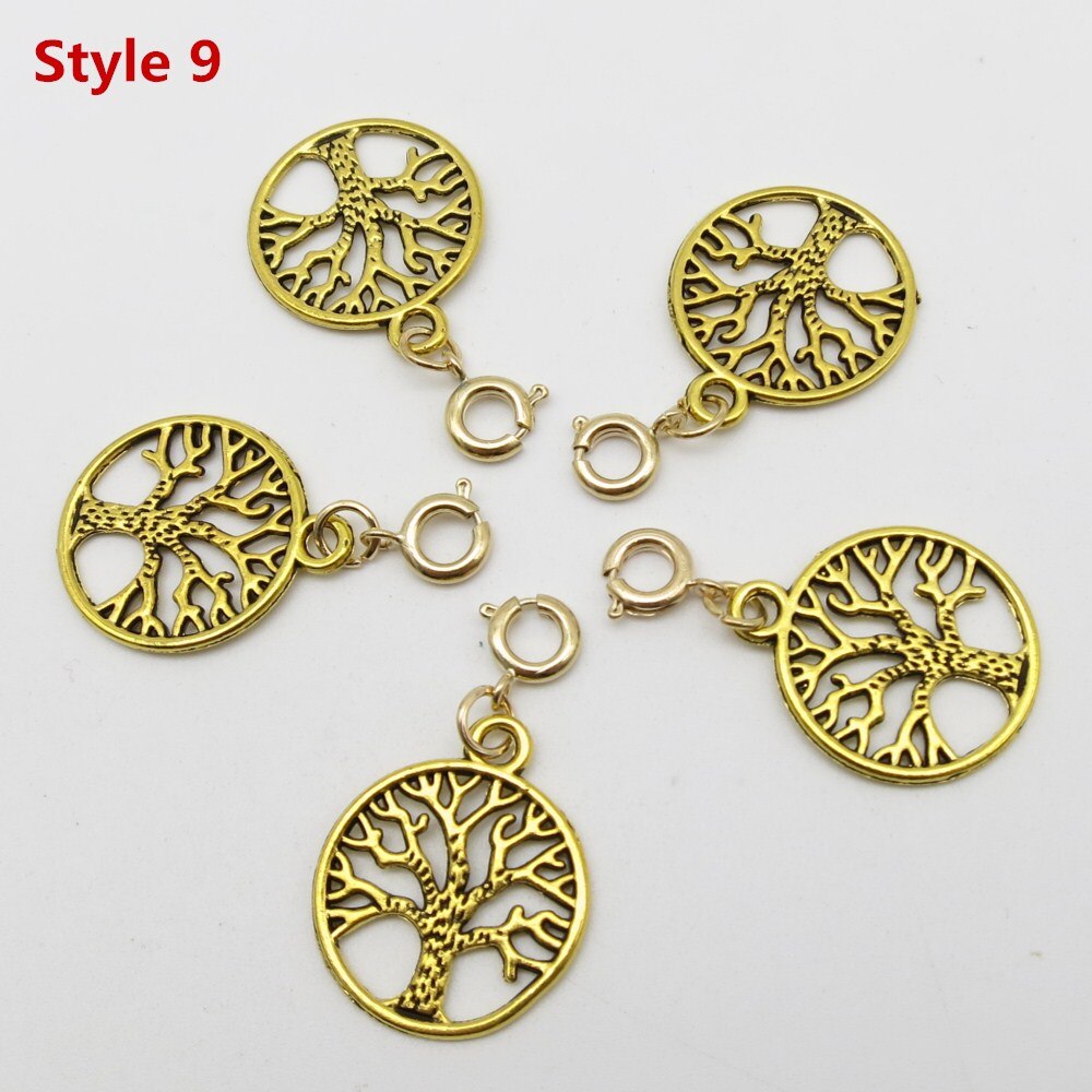 5 stks/pak shell boom DIY Charms haar vlecht dread dreadlock kralen clips manchetten ringen Gouden Sluitingen Sieraden dreadlock accessoires: 5pcs Style 9