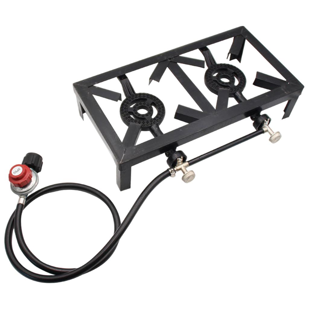 Portable Outdoor Gas Stove Double Burner Heavy-Duty Burner Cooker for Camping Travel Cooking Backpacking