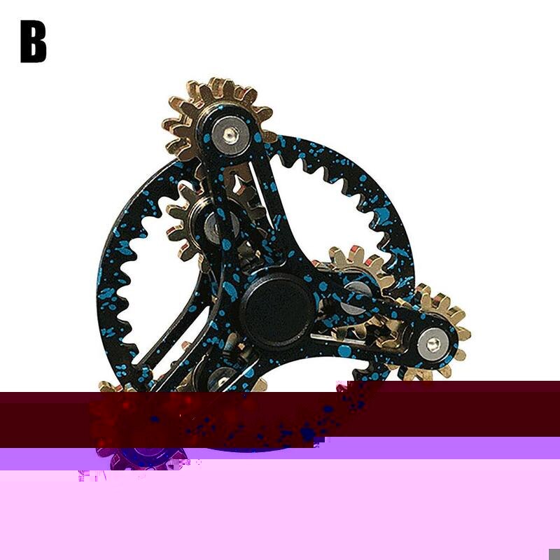 Turntable Gear Linkage Manual Rotating Fingertip Top Hand Spinner Decompression Toy Spinner Game Casual T6K5: black