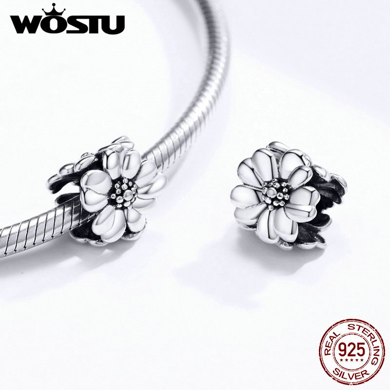 Abalorio de flores brillantes wastu cuentas de plata de ley 925 con flores en forma de flor, colgante de Pulsera Original para mujer, joyería CQC1486