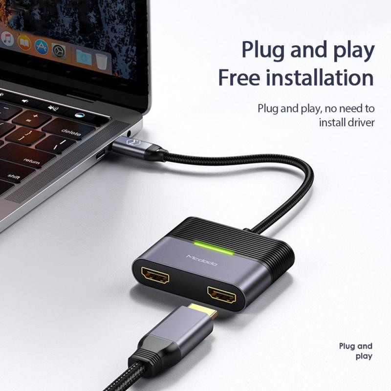 4k usb type c til Dobbel hdmi kvinnelig 100w pd hurtiglading kontor tilleggsadapter hdmi omformer til macbookpro samsung  s9
