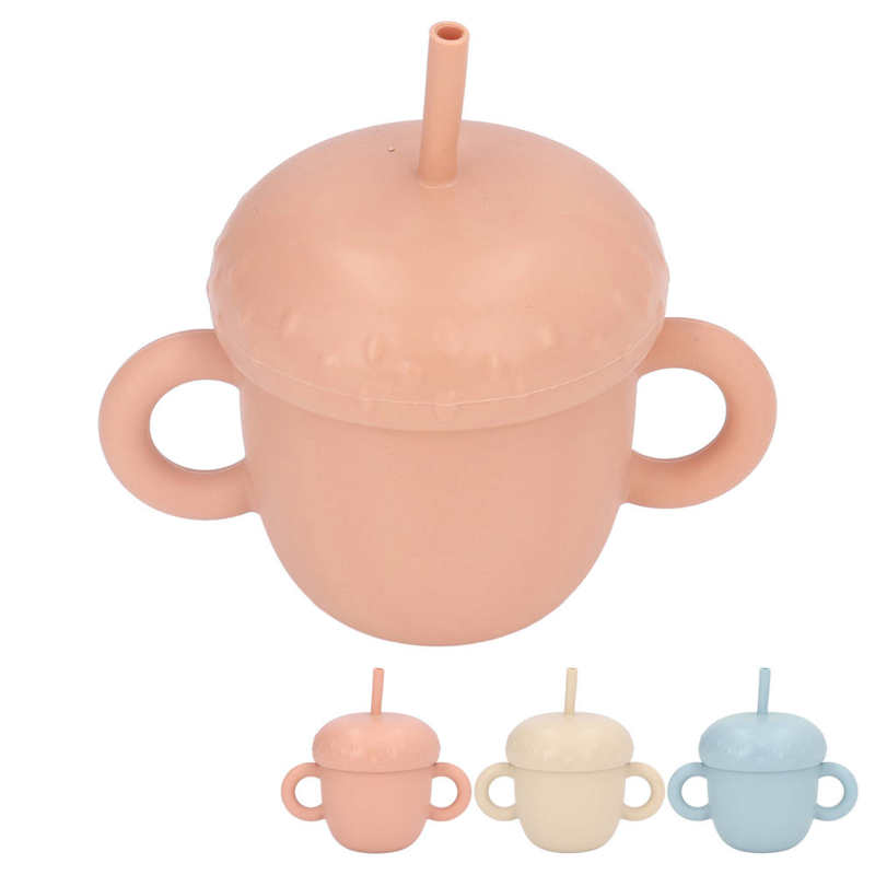 Silicone Training Cup Kids Learning Cup Spill Proof with Double Handles Lid for Drinking