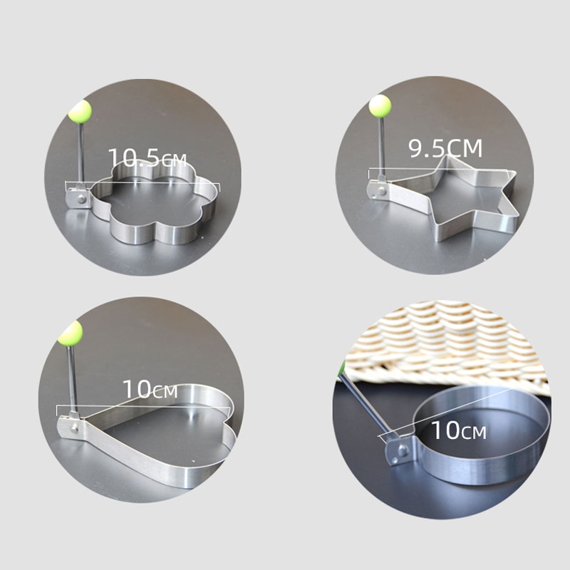1/5pcs Stainless Steel Omelette Maker Heart Shaped Fried Egg Maker Breakfast Baking Model Mould Cooking Tools