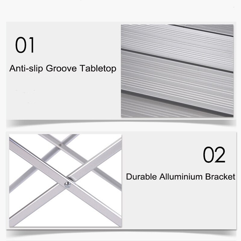 Roll Up Folding Camping Table Desk Aluminum Alloy Height Adjustable Picnic Table for Outdoor BBQ Backpacking Accessories