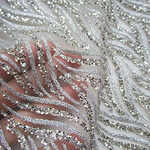 Tissu africain à paillettes pailletées 1 pièce | Maille Tissu or brillant, vêtements de fête Transparent, Sari indien, Tissu couture Tecidos: Silver / Many yards not cut