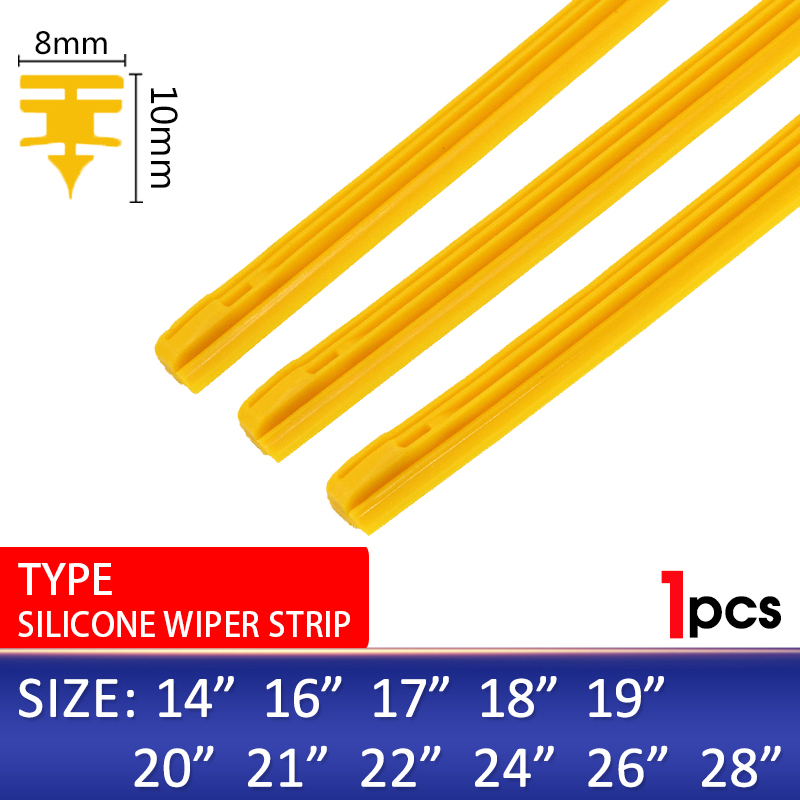 BEMOST 1PCS Car Wiper Blade Windscreen Yellow Silica Gel Replacement Strip 8MM 14"16"17"18"19"20"21"22"24"26"28"Auto Accessories