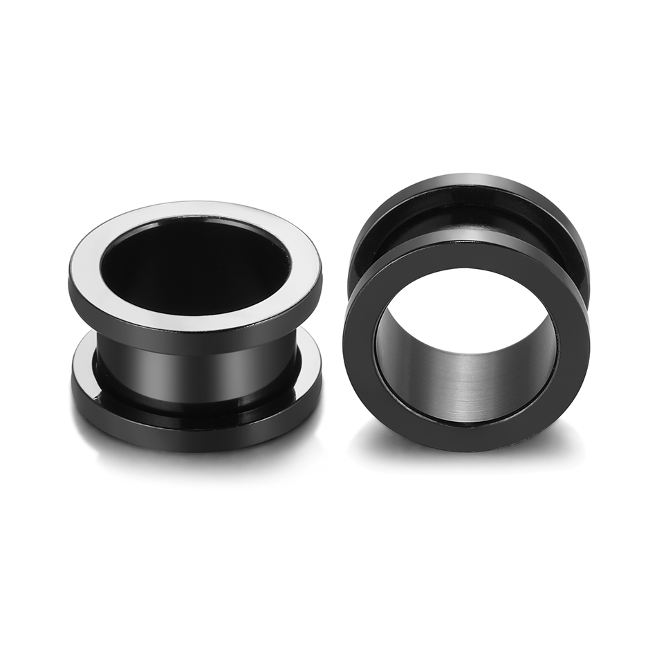 2 uds dilatadores de oreja de acero túneles de carne para expansión de orejas 1,6mm-30mm expansores de oreja tornillo ajuste enchufe pendientes joyería: Azul / Color dorado