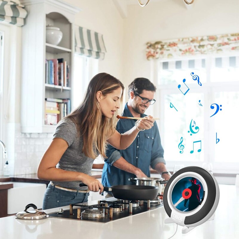 Bärbar cd-spelare med bluetooth-väggmonterbar fm-radio inbyggd hifi-högtalare med hörlursuttag för fjärrkontroll