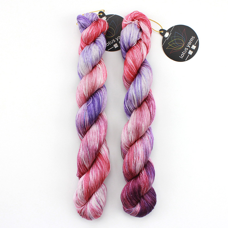 Madeja-hilo de seda pintado a mano, 50g, para tejer a mano, encaje de ganchillo, peso Natural, 22: Lipstick
