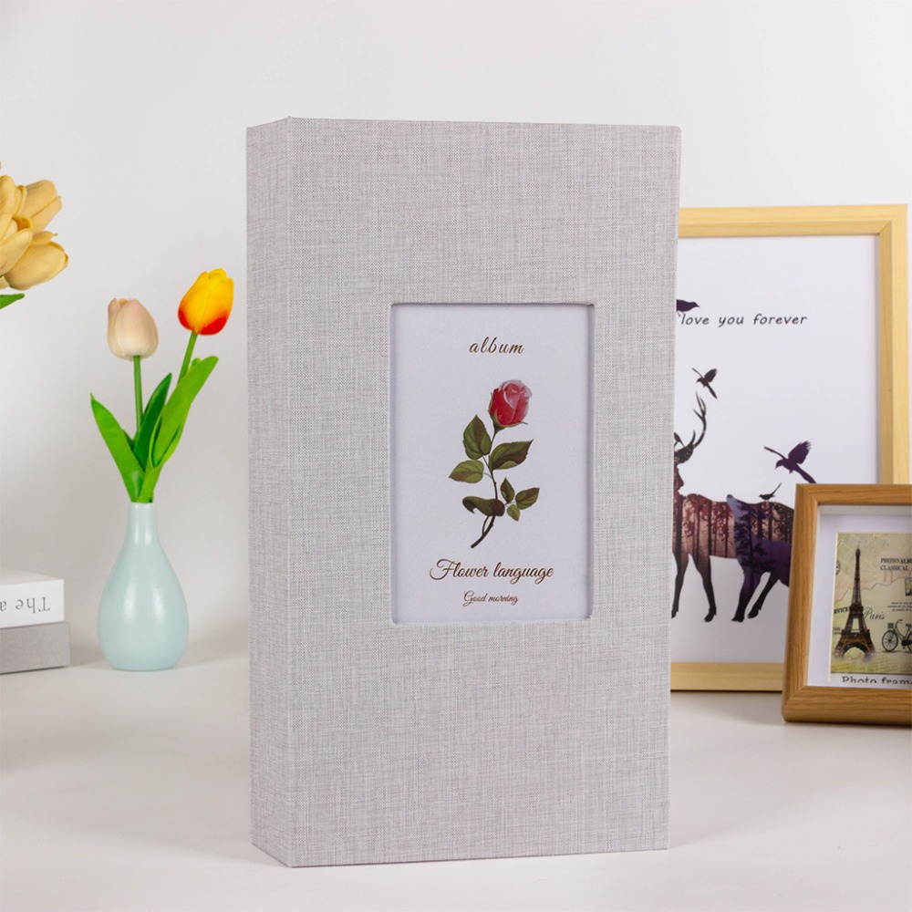 Álbum de fotos de lino con 300 bolsillos, tipo entrelazado sin cordones, almacenamiento de fotos de 6 pulgadas, álbumes de fotos para fotos de 4x6cm y 6 pulgadas, 1 Uds.: violet