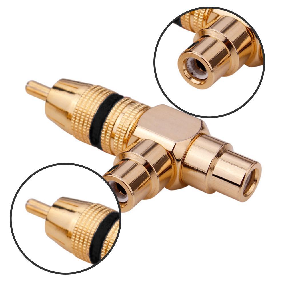 Rca Male Naar 2 Vrouwelijke Plug Rca Audio Signaal Distributeur Adapter Av Video Audio Adapter T-Type Conversie Hoofd connector