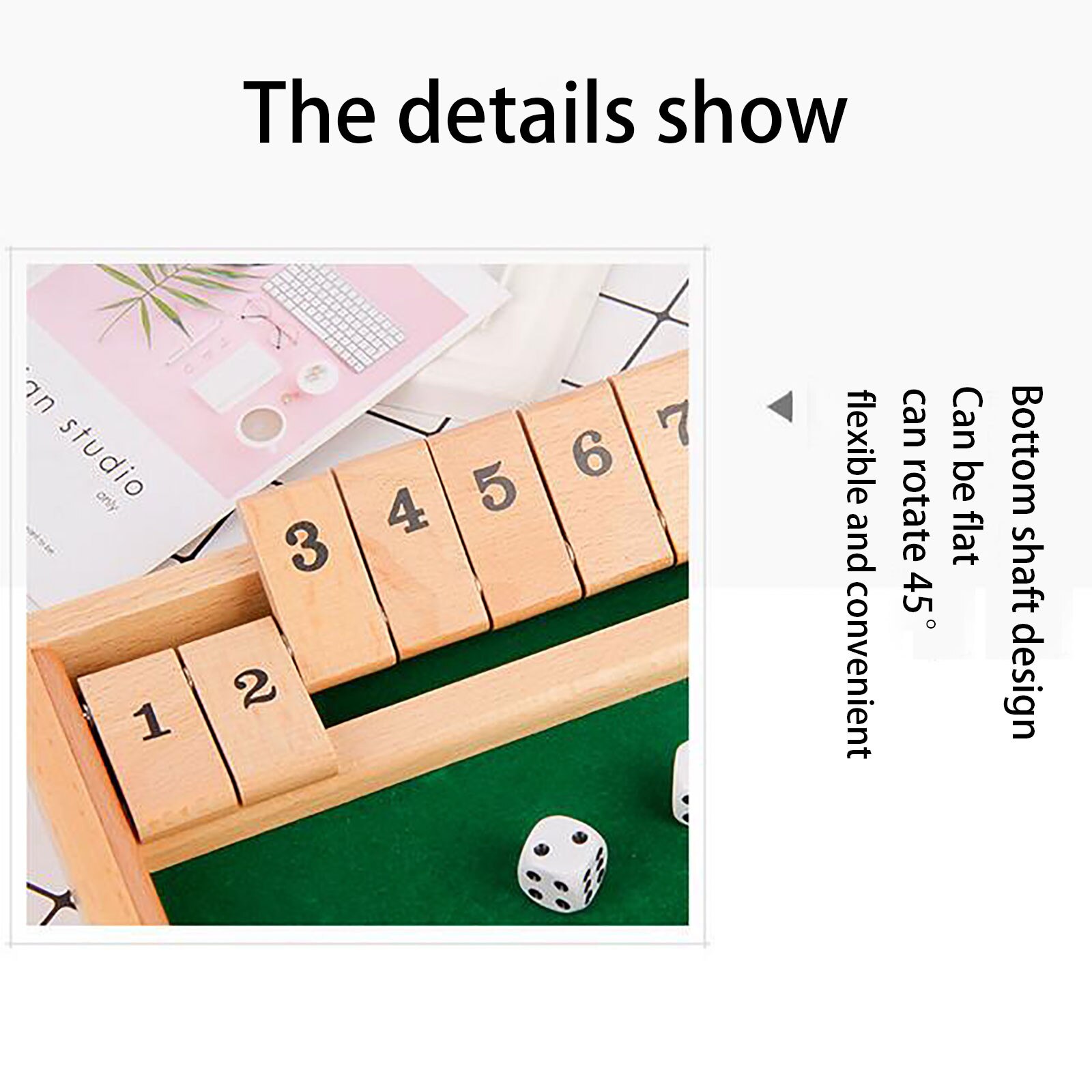 4 Sided 10 Numbers Shut The Box Board Game Wooden Mathematic Traditional Pub Board Dice Game Family Travel Fun Game Set ship