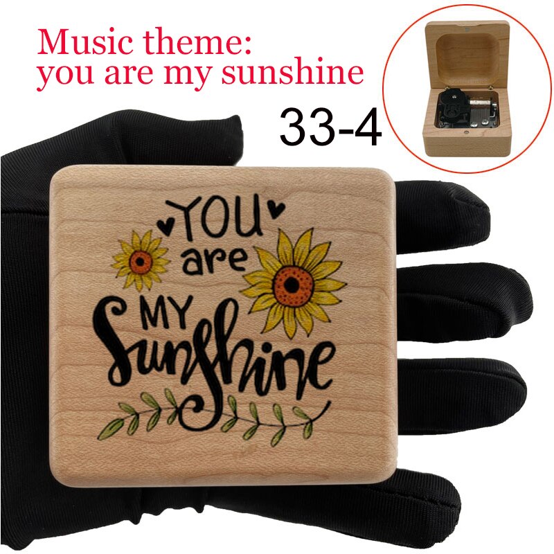 You are my sunshine music box wind up mechanical love quotes print wood dad birthday party family for wife Son Daughter: Lavender
