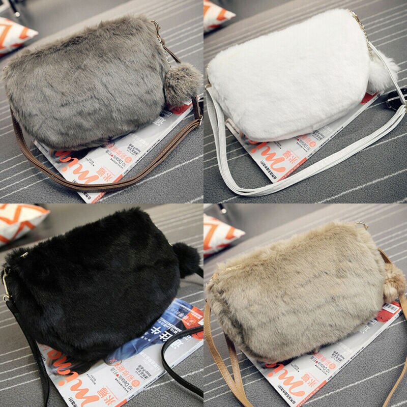 Crossbody Tassen Voor Vrouwen Pluizige Bont Faux Zakken Mode Vrouwelijke Schoudertas Pack Pompom Handtas Tote Dames Reizen Messenger Bag