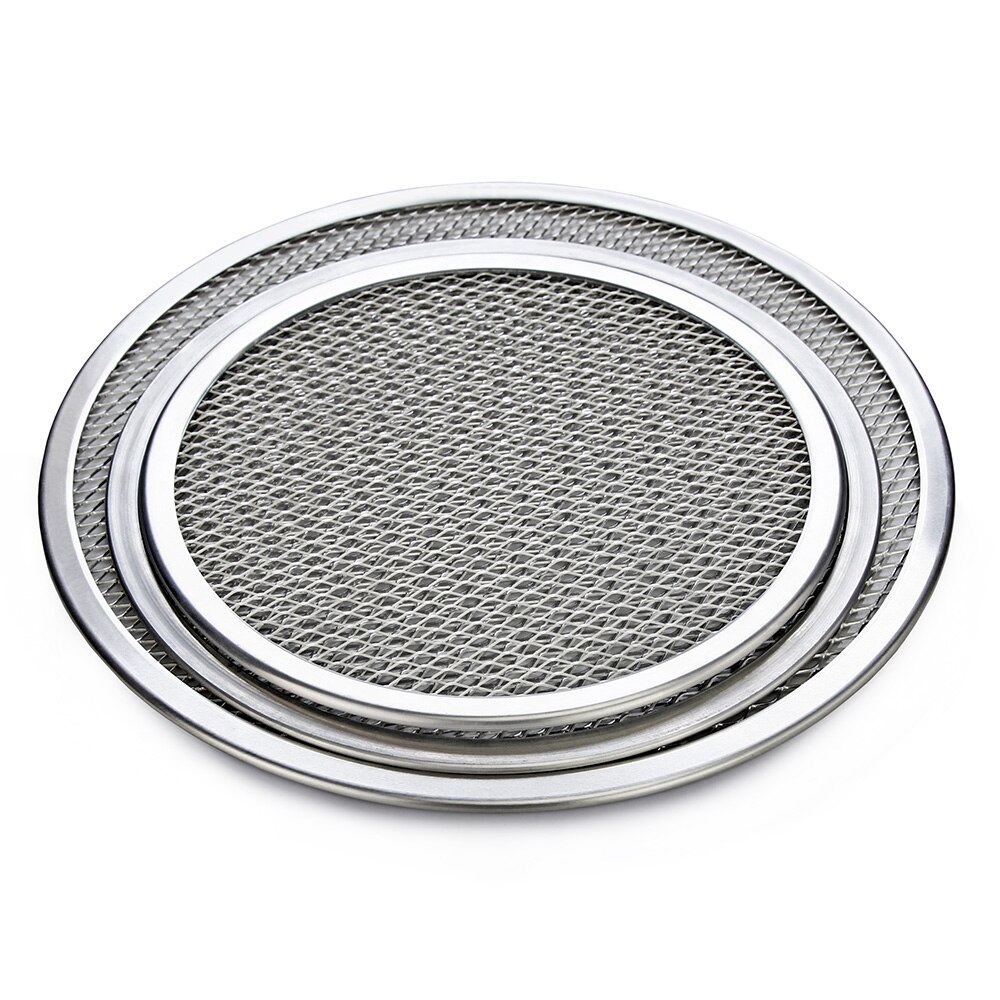 19" Non-Stick Aluminum Pizza Mesh Screen Pasta Baking Tray Net Pizza Holder Bakeware for Household Pizza Shop