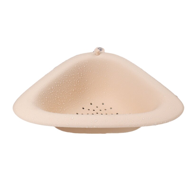 Cucina Triangolare Lavello Filtro di Scarico Verdura Fruite Scolapiatti Cesto di Supporto A Ventosa Spugna Rack di Stoccaggio Filtro Lavello Scaffale: 27.3x10x8cm pink