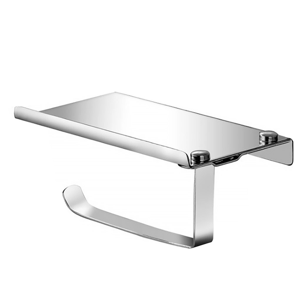 Toilet Tissue Holder Stainless Steel Roll Papers Stand Wall Mount Punching Phone Storage Rack Saving Space Bathroom Accessories