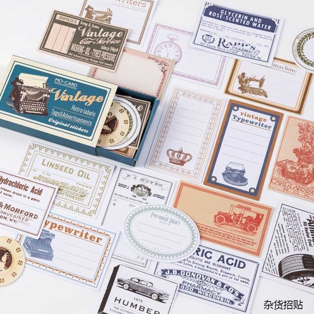 60 stk / kasse vintage etiket serie skrivbart papir klistermærke dekoration klistermærker diy til håndværk dagbog scrapbooking planner etiket klistermærke: G