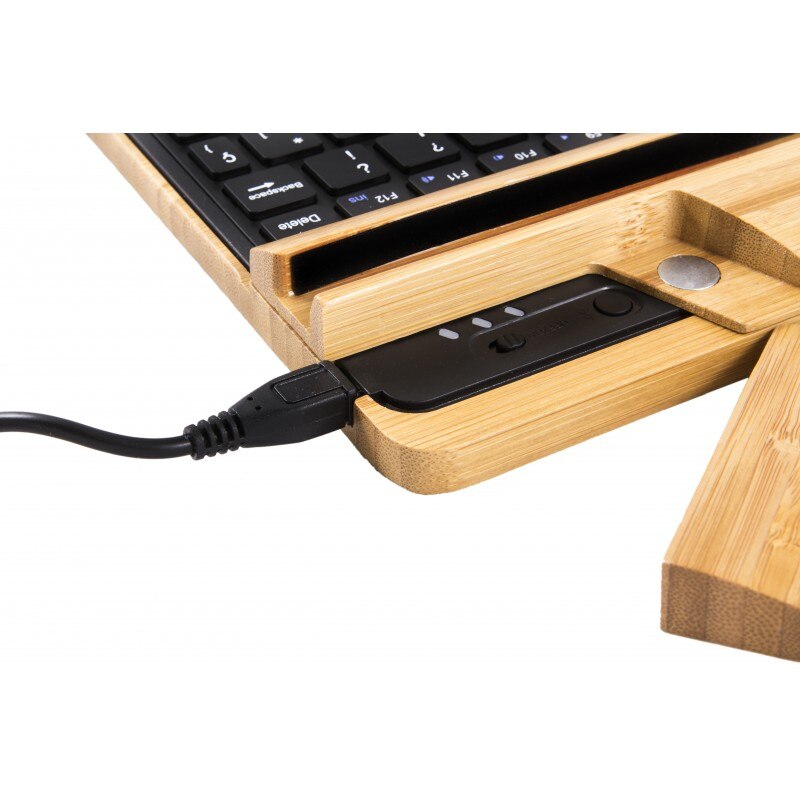 SilverHT Bamboo Multidevice Keyboard teclado para móvil QWERTY Español Madera USB + Bluetooth