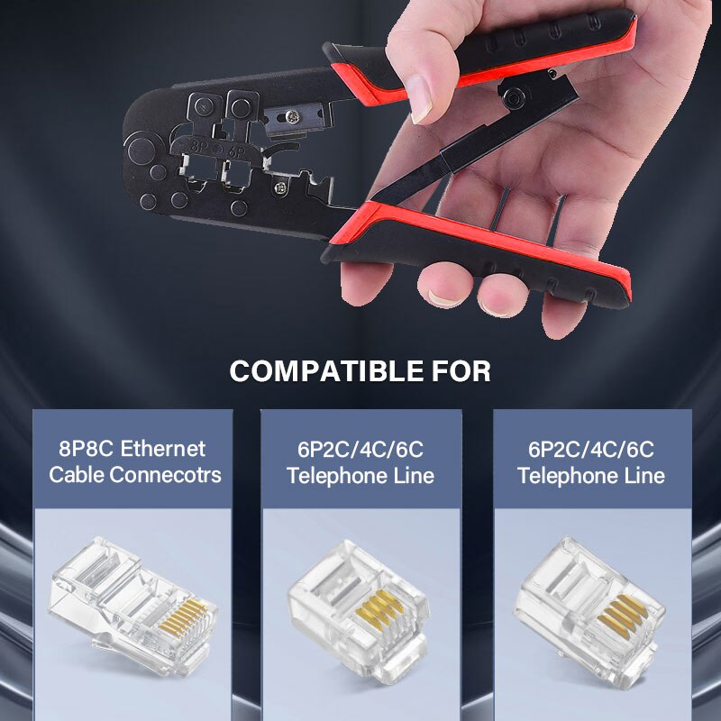 ZoeRax 3 in 1 Crimper Tool Crimping Plier Network Crimper for CAT7/CAT6/CAT5e UPT/STP Modular Plugs with RJ45 8P8C Connector