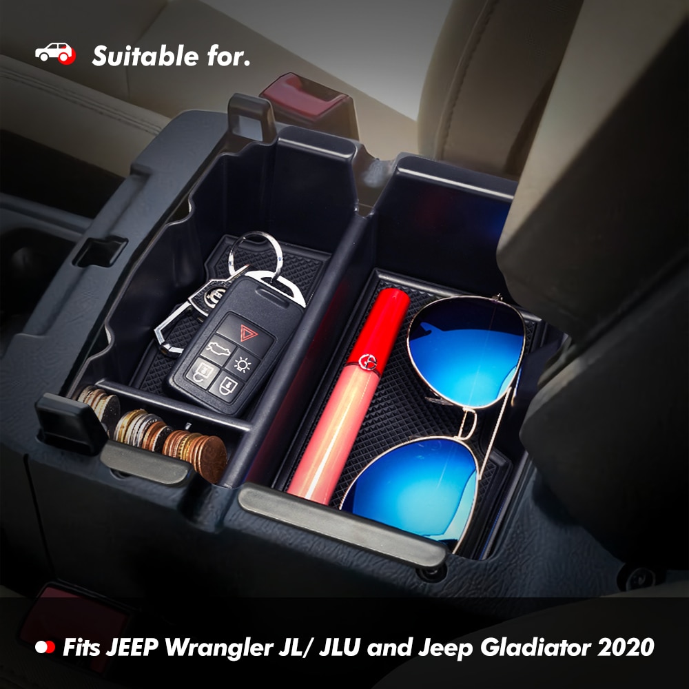JVMA Center Console Organizer For Jeep Wrangler JL/JLU & Gladiator JT (2018-2024) - 3 Piece Storage Box System