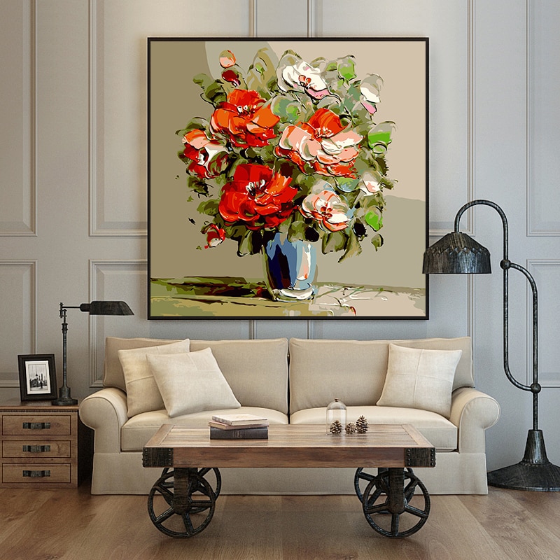 paint by number art painting by numbers still life flowers rich background wall hand-painted fill decorative paintings