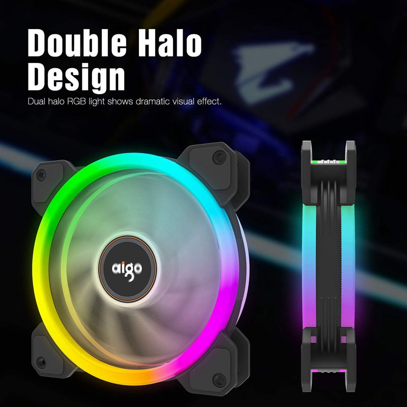 Aigo DR12 RGB Fan 120mm IR Remote Adjust Color Quiet PC Case Sets Cooling Fan CPU Cooler Gaming Case Controller Max 8fans