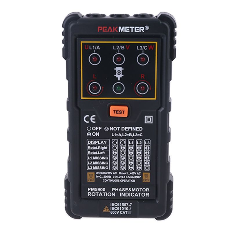 Ms5900 120v-400v ac 2hz-400hz driefasenrotatie-indicatormeter fasevolgordetester met led-lichtindicator