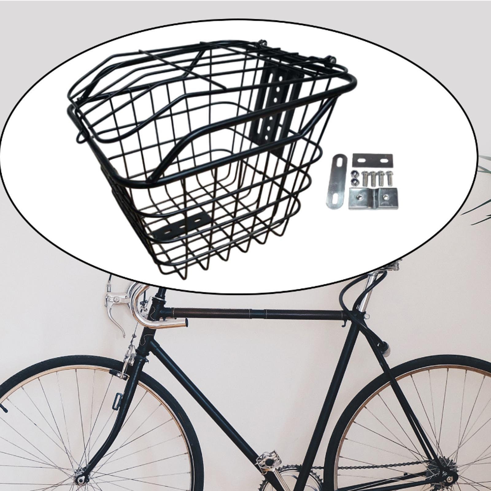 Cesta para bicicleta, cesta para manillar de bicicleta con tapa, accesorios de Metal resistentes, cesta colgante para bicicleta para senderismo, bicicleta de montaña y carretera