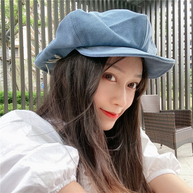 Spring Painter Hat Female Japanese Lady Cloud Hat Beret Autumn Retro Cotton Linen Newsboy Hat Octagonal Hat
