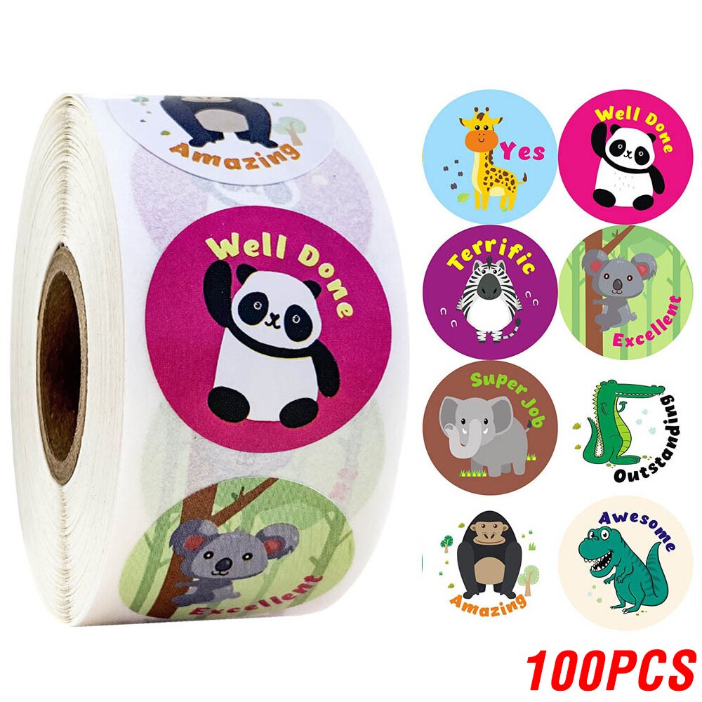 100-500pcs/roll Lovely Cat Stickers For School Reward Stickers Classroom Decoration Encouragement Sticker For Student Teacher: army green
